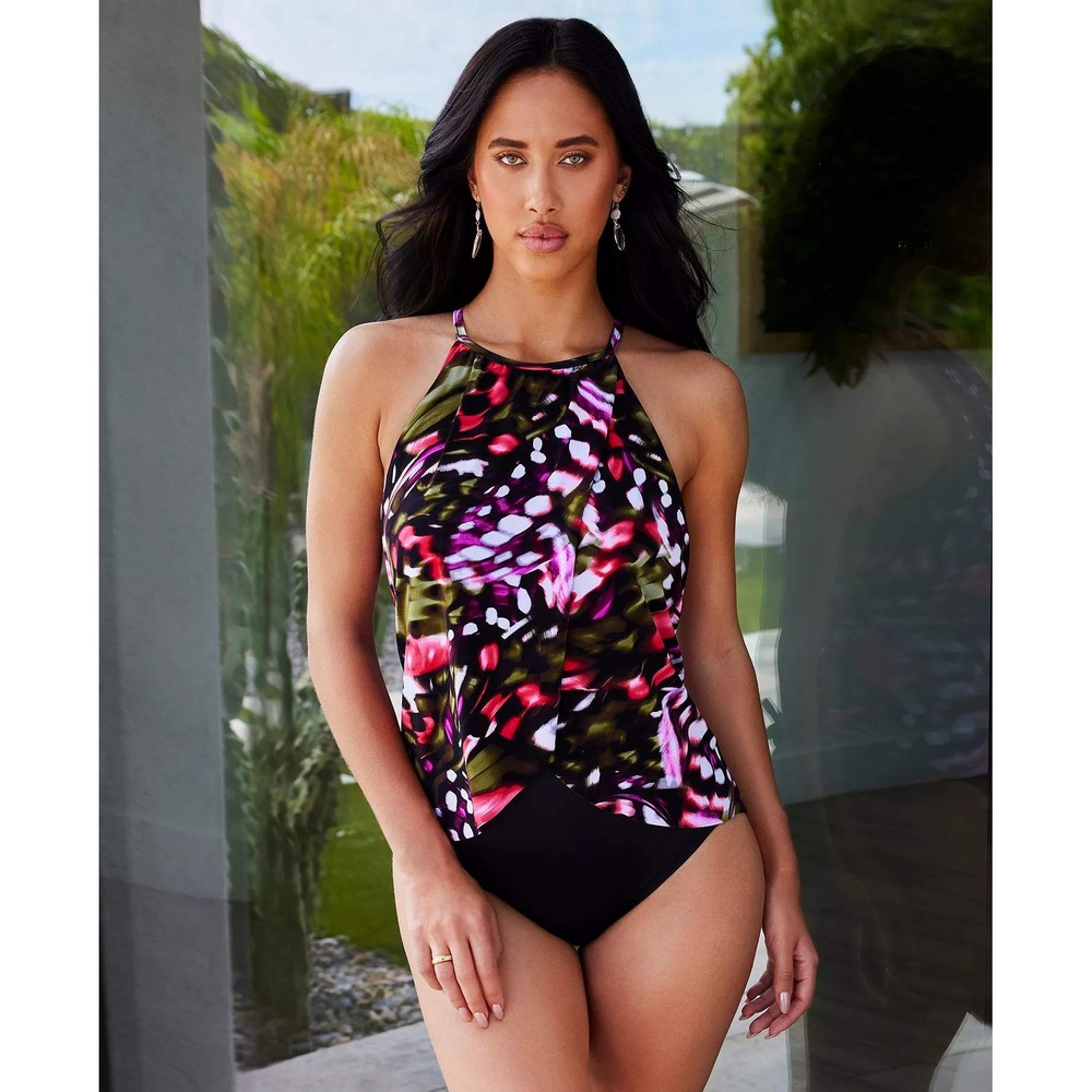 Magicsuit Aubrey‎ One Piece Swimsuit Flutter Print Slimming MSRP $162